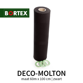 Bortex deco-molton op maat 60m x 100cm zwart